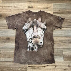 The Mountain Giraffe Head T Shirt Adult XL Brown Tie Dye Columbus Zoo Wildlife